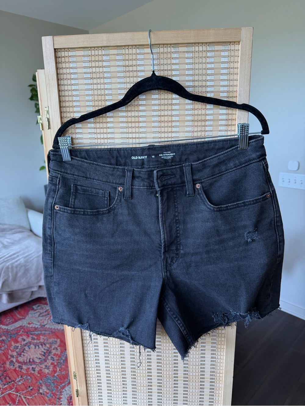 Old Navy Black Distressed Denim Cutoff Shorts